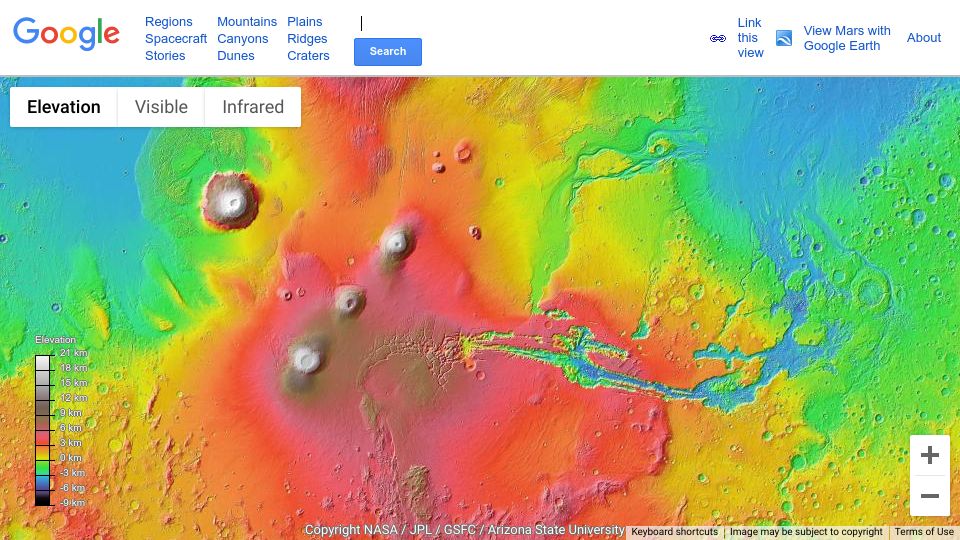 Screenshot of google.com: Google Mars (2005)