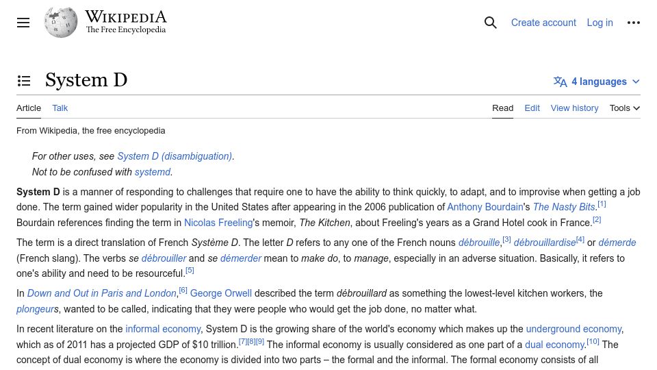 Screenshot of en.wikipedia.org: System D