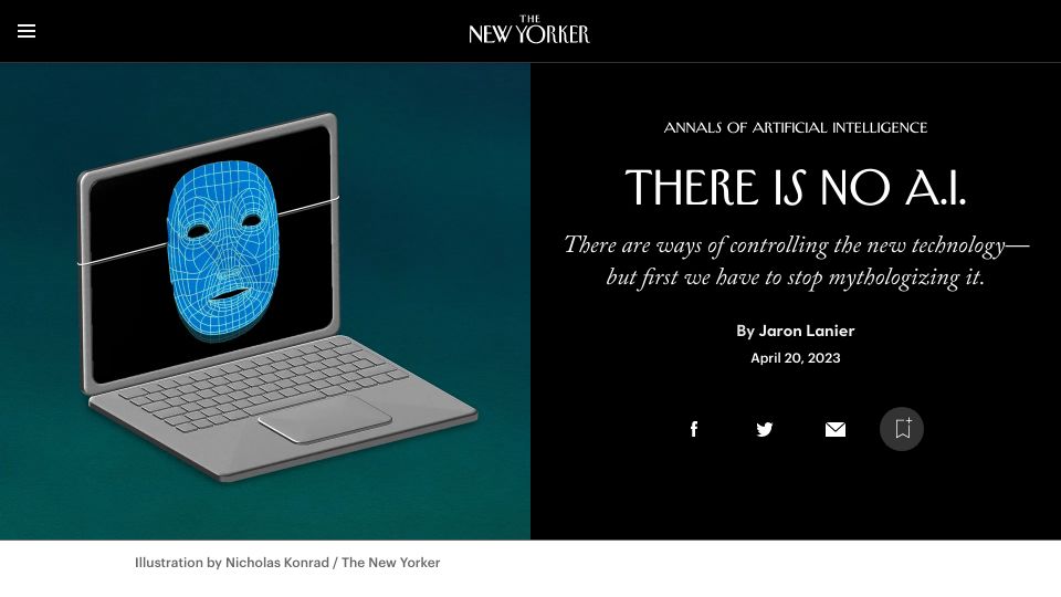 Screenshot of newyorker.com: There is no A.I.
