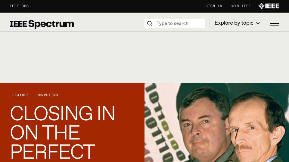 Screenshot of spectrum.ieee.org: Closing in on the “perfect code” (2004)