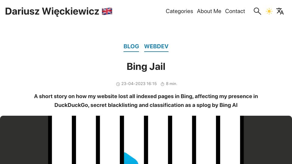 Screenshot of dariusz.wieckiewicz.org: Bing Jail