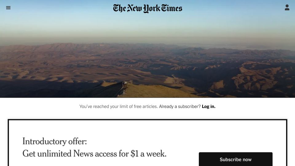 Screenshot of nytimes.com: A Giant Telescope Grows in Chile