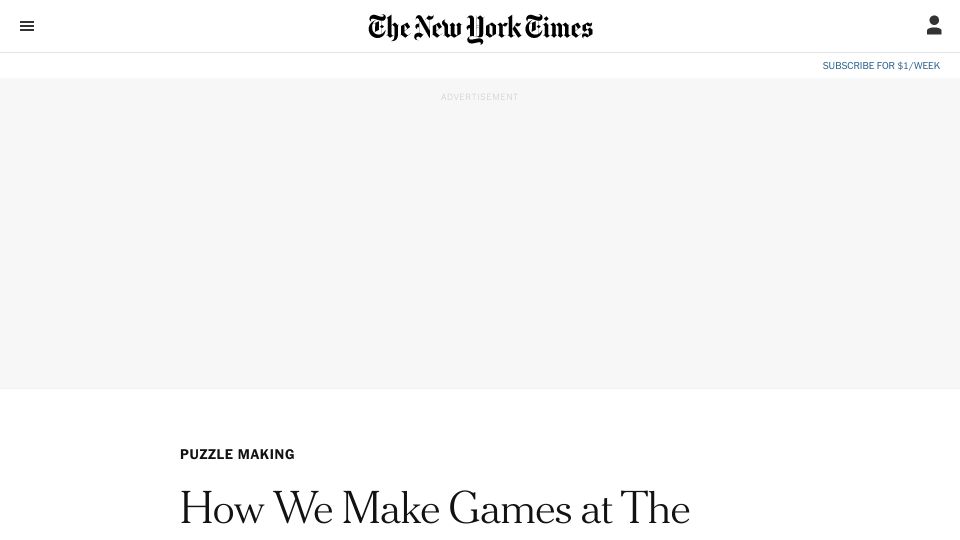 Screenshot of nytimes.com: How does the New York Times make a game?