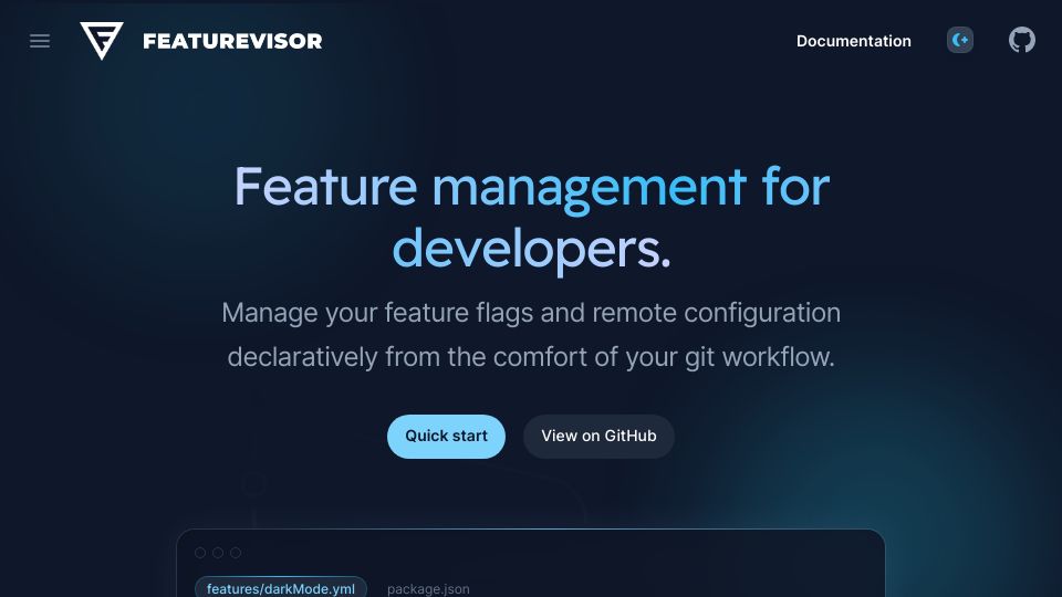 Screenshot of featurevisor.com: Show HN: Featurevisor – Git-based feature flags and experiments management