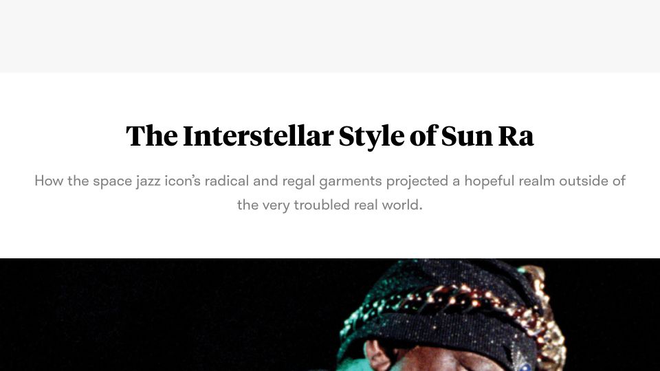 Screenshot of pitchfork.com: The Interstellar Style of Sun Ra (2016)