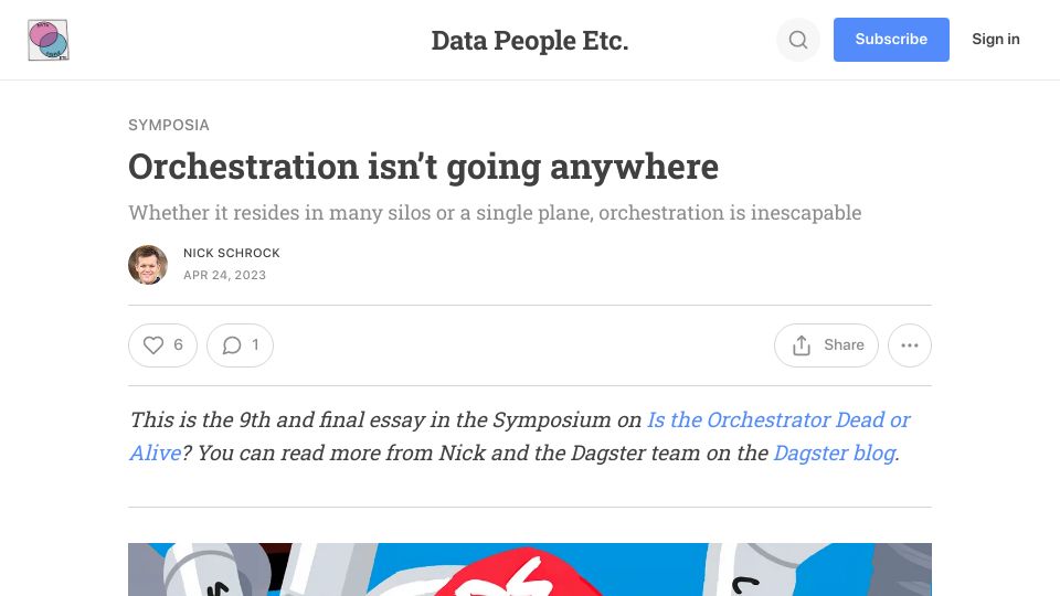 Screenshot of stkbailey.substack.com: Orchestration isn’t going anywhere