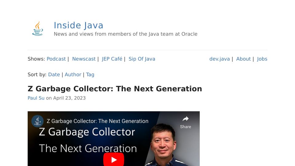 Screenshot of inside.java: Z Garbage Collector: The Next Generation