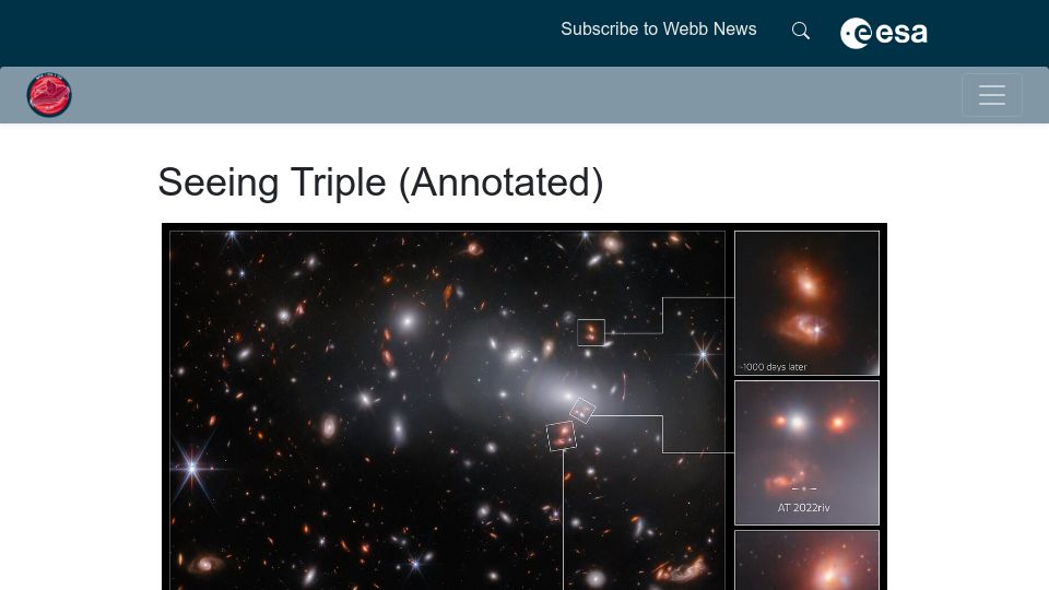 Screenshot of esawebb.org: Seeing Triple (Annotated)
