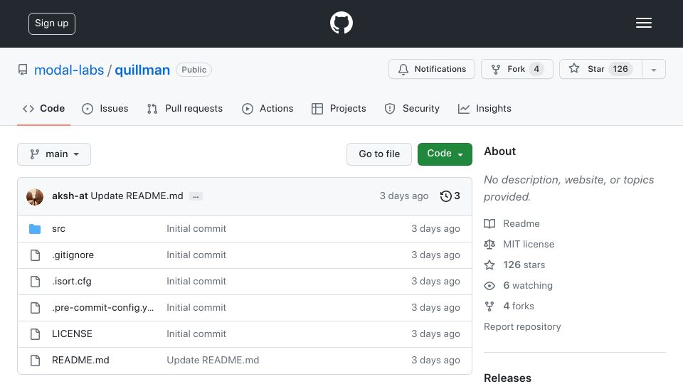Screenshot of github.com: QuiLLMan: Voice chat with Vicuna-13B
