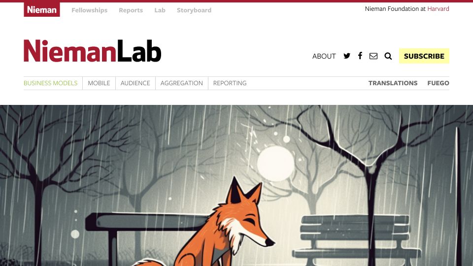 Screenshot of niemanlab.org: Disney is shrinking FiveThirtyEight and Nate Silver (and his models) are leaving