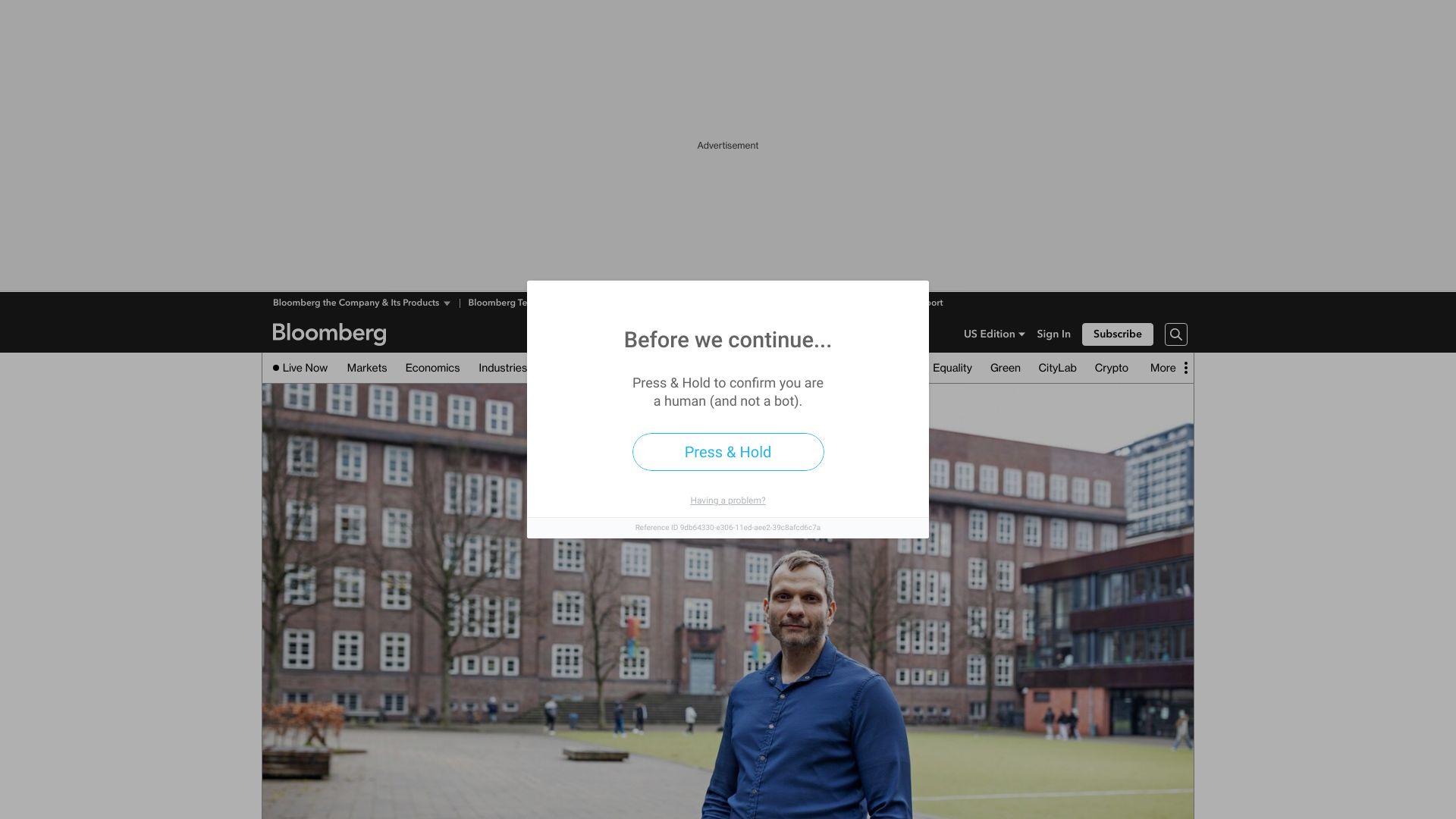 Screenshot of bloomberg.com: LAION, a high school teacher’s free image database, powers AI unicorns