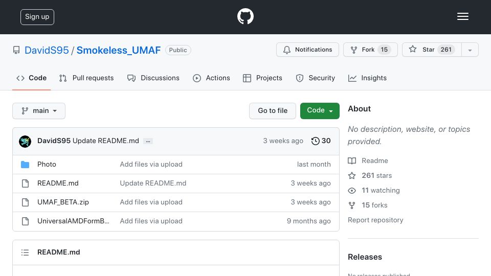 Screenshot of github.com: Smokeless_UMAF: Access AMD hidden BIOS settings