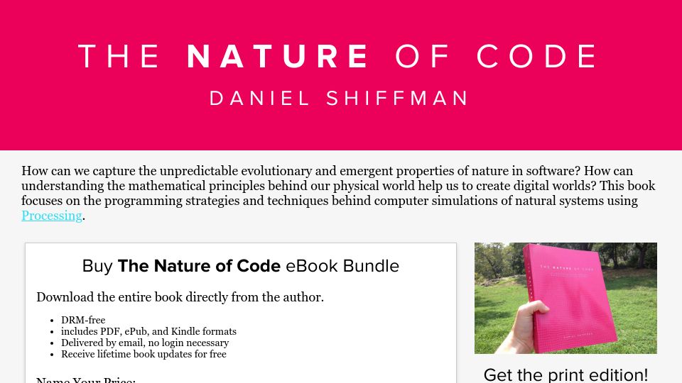 Screenshot of natureofcode.com: The Nature of Code (2012)