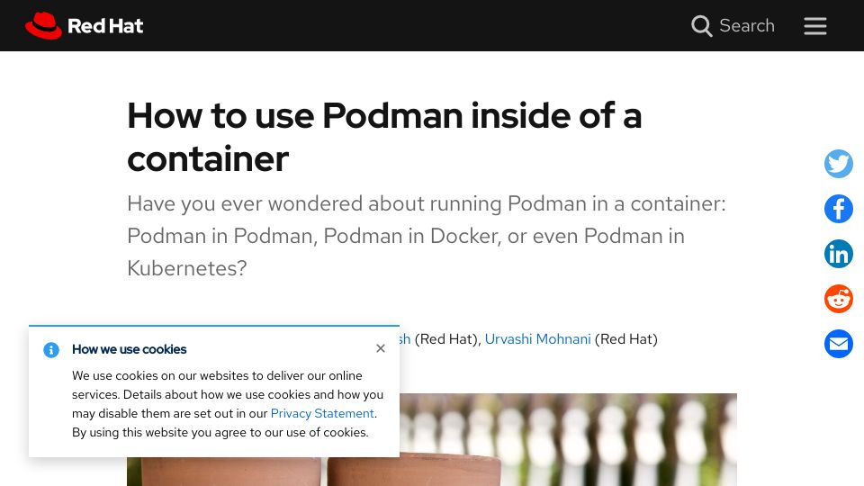 Screenshot of redhat.com: How to use Podman inside of a container (2021)