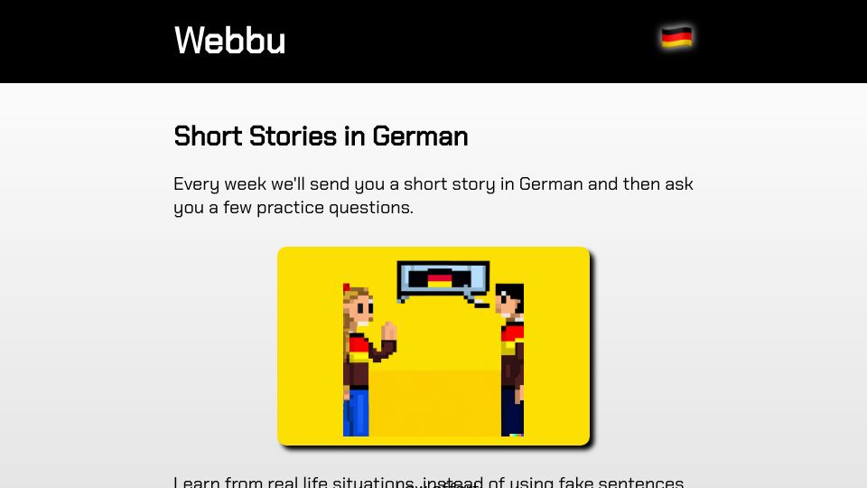 Screenshot of webbu.app: Show HN: Learn German with Short Stories