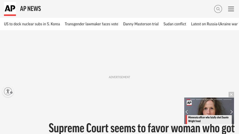 Screenshot of apnews.com: Supreme Court will decide if all home equity may be forfeited for unpaid taxes
