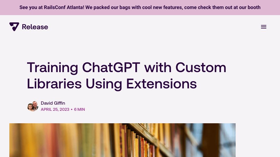 Screenshot of release.com: Creating AI assistant with GPT and Ruby and Redis using embeddings