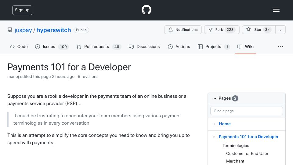 Screenshot of github.com: Payments 101 for a Developer