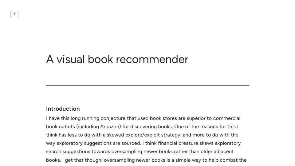 Screenshot of nathanrooy.github.io: A visual book recommender