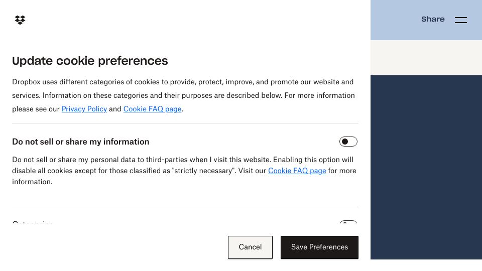 Screenshot of blog.dropbox.com: Dropbox to reduce global workforce by about 16%, or 500 staff