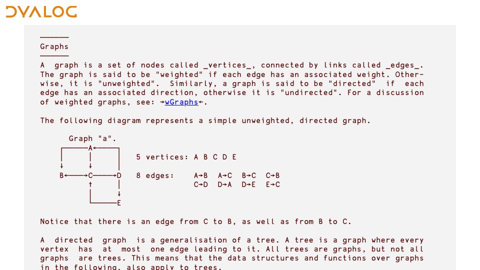 Screenshot of dfns.dyalog.com: Dyalog APL Graphs