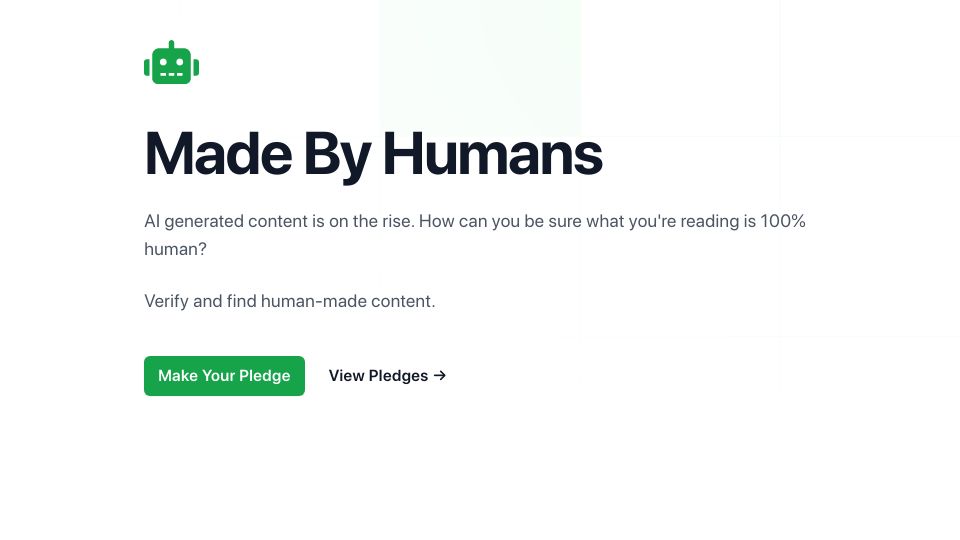 Screenshot of nonbot.org: Show HN: Pledge Your Human-Made Content
