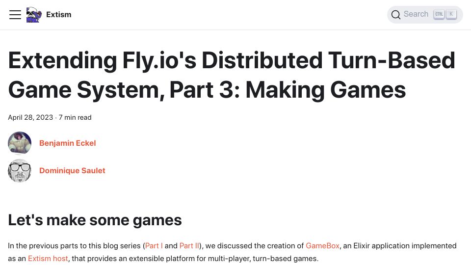 Screenshot of extism.org: GameBox is a programmable, turn-based, WebAssembly game platform