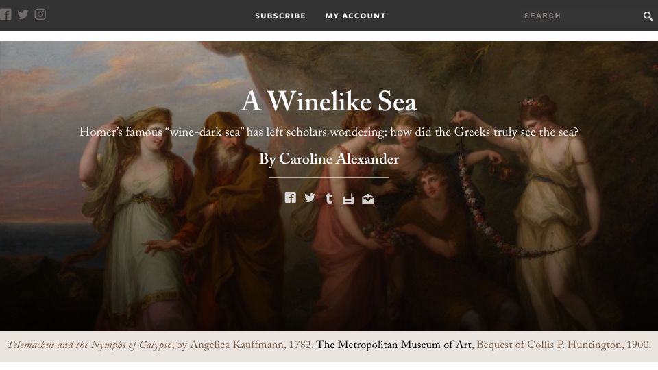 Screenshot of laphamsquarterly.org: A Winelike Sea
