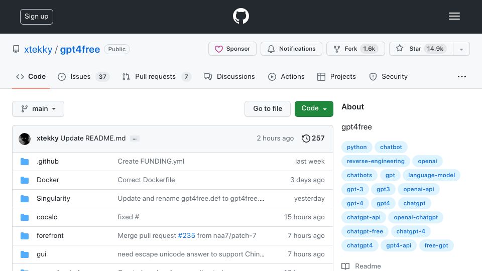 Screenshot of github.com: Gpt4free repo given takedown notice by OpenAI