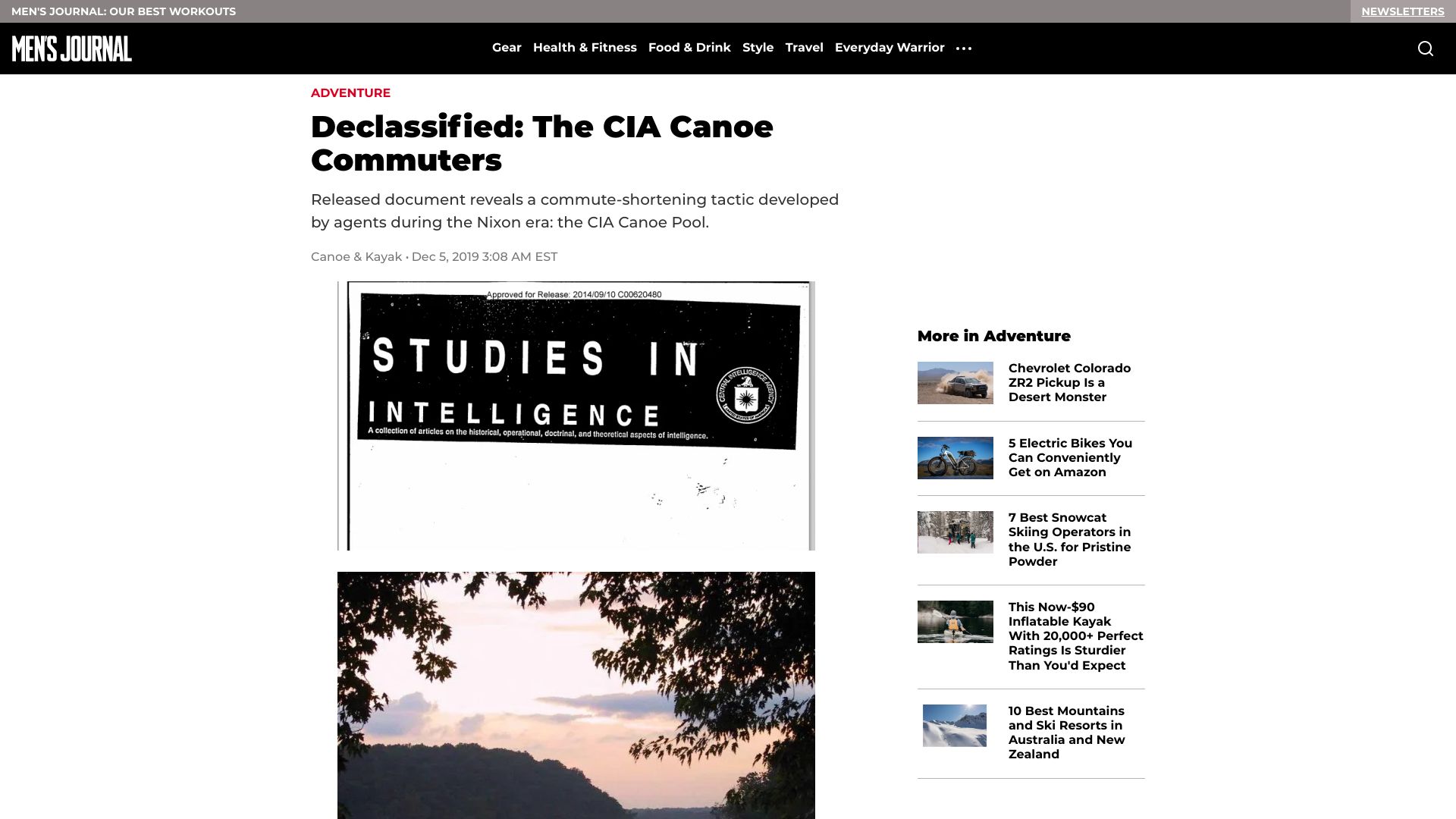 Screenshot of mensjournal.com: The Canoe Commuters of the CIA (2019)
