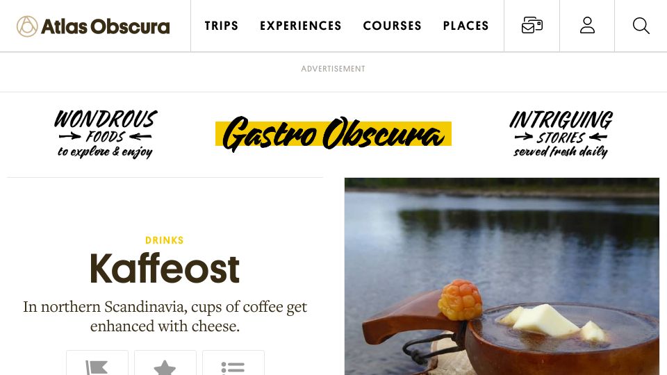 Screenshot of atlasobscura.com: Kaffeost