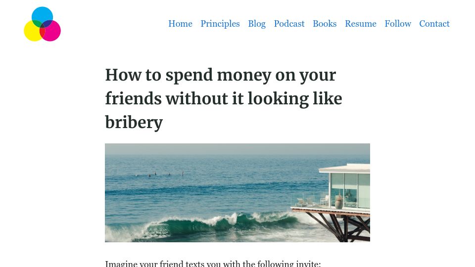 Screenshot of billmei.net: How to spend money on your friends without it looking like bribery
