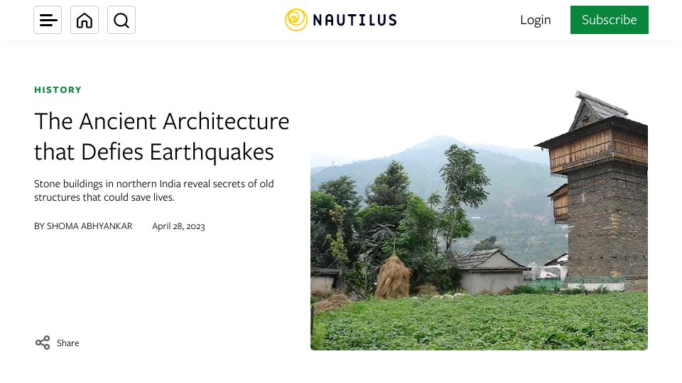Screenshot of nautil.us: Ancient architecture that defies earthquakes
