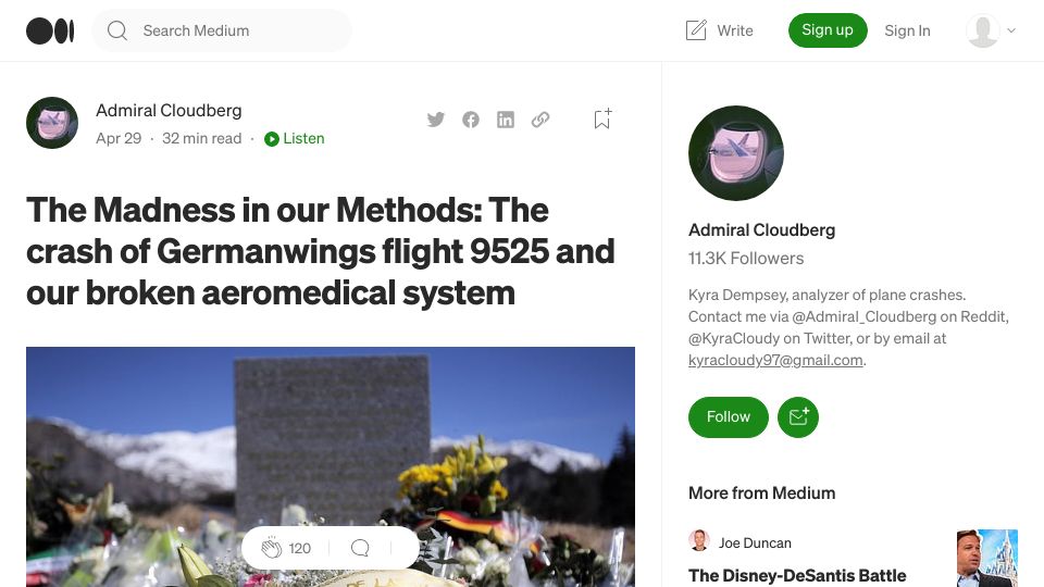 Screenshot of admiralcloudberg.medium.com: The Madness in our Methods: Crash of GW9525 and our broken aeromedical system