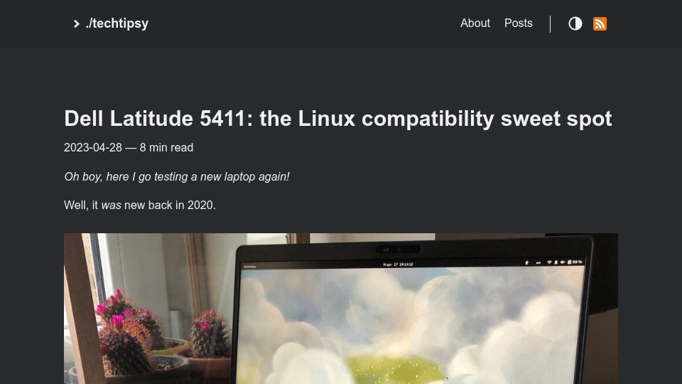 Screenshot of ounapuu.ee: Dell Latitude 5411: the Linux compatibility sweet spot