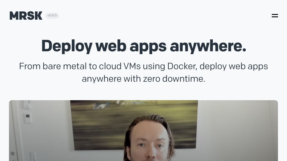 Screenshot of mrsk.dev: MRSK: Deploy web apps anywhere