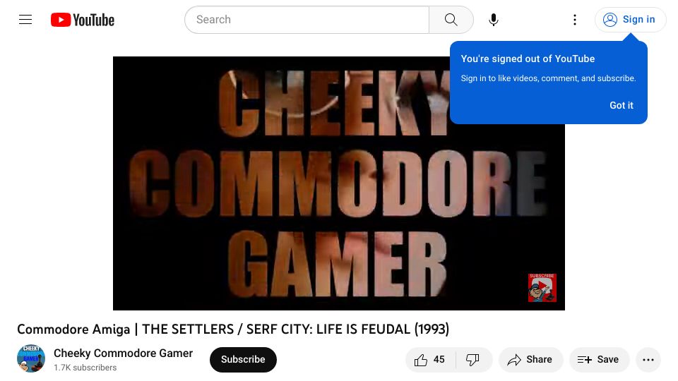 Screenshot of youtube.com: Commodore Amiga – The Settlers / Serf City: Life Is Feudal (1993)
