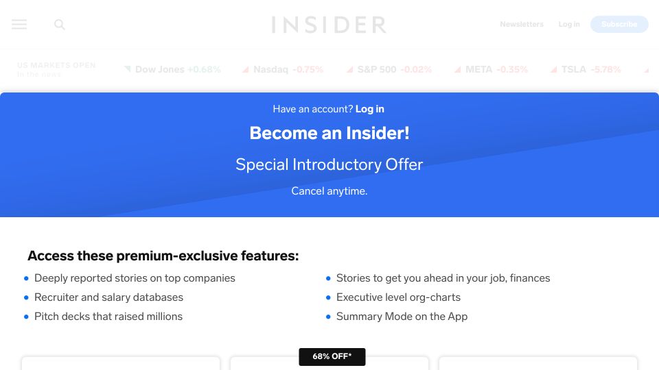 Screenshot of businessinsider.com: Meta stops offering remote work in new job postings