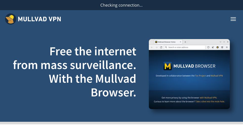 Screenshot of mullvad.net: The Mullvad Browser
