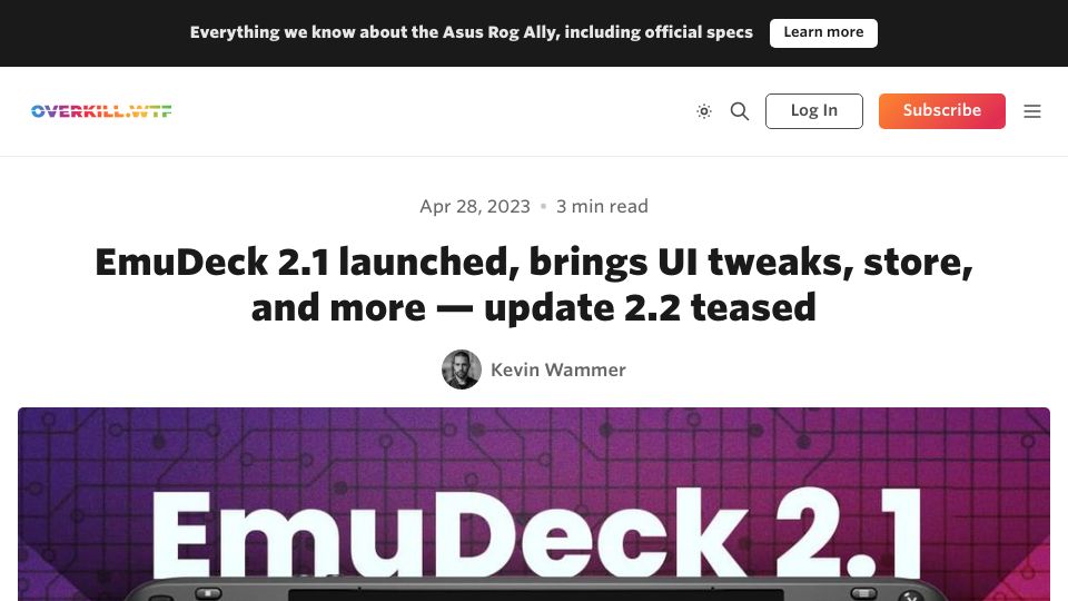 Screenshot of emudeck.com: EmuDeck 2.1: Steam Deck emulation installer