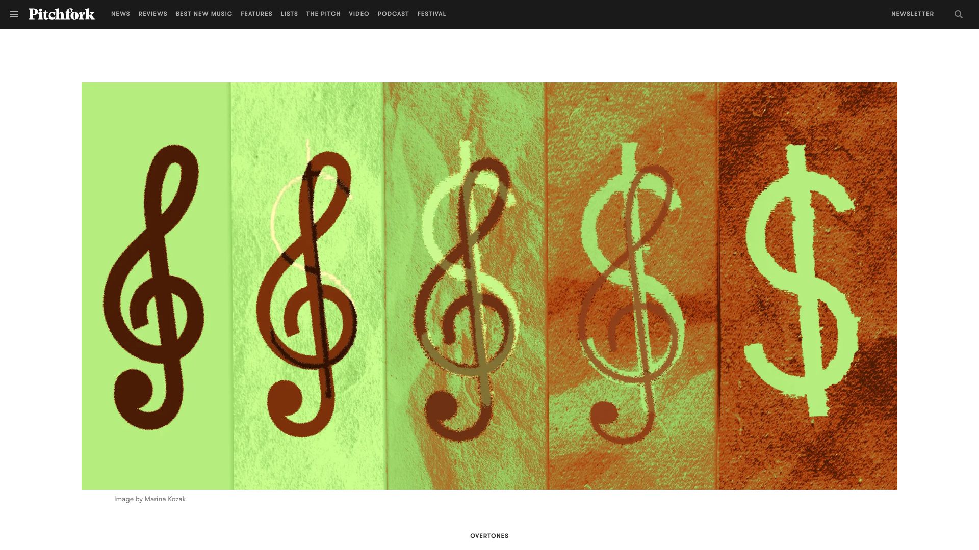 Screenshot of pitchfork.com: Everything Is Interpolated: Music’s Nostalgia-Industrial Complex