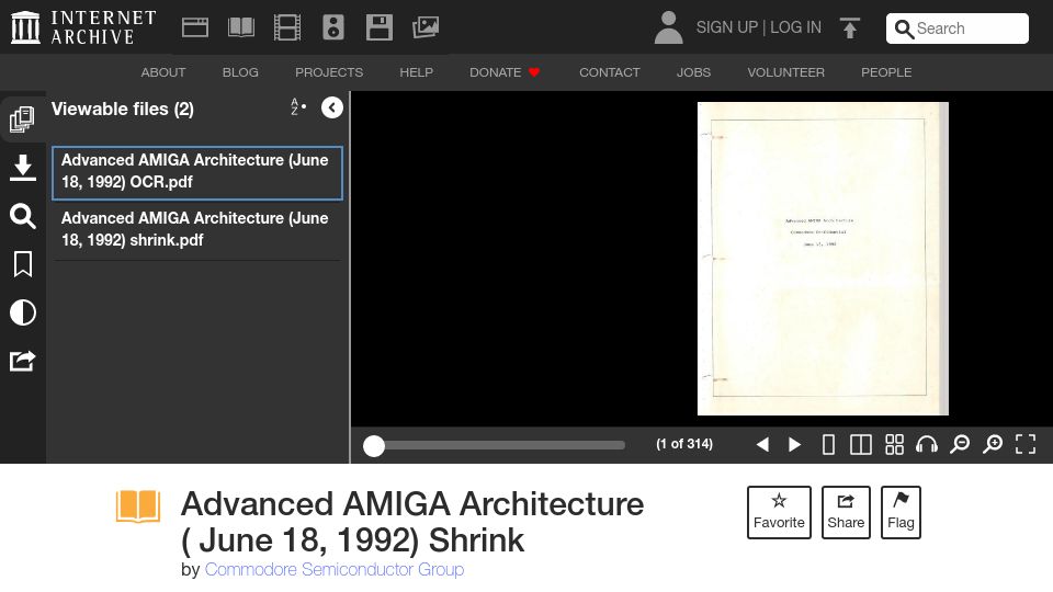 Screenshot of archive.org: Advanced Amiga Architecture (1992)