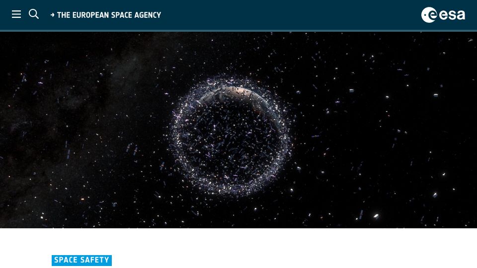 Screenshot of esa.int: ESA – Space Debris by the Numbers