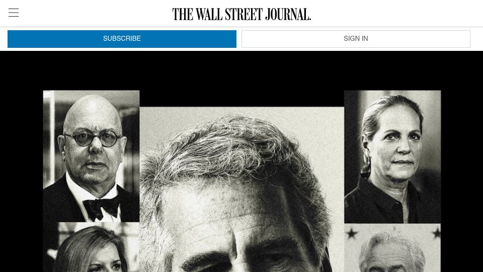 Screenshot of wsj.com: Epstein's Private Calendar Reveals Prominent Names, Including CIA Chief