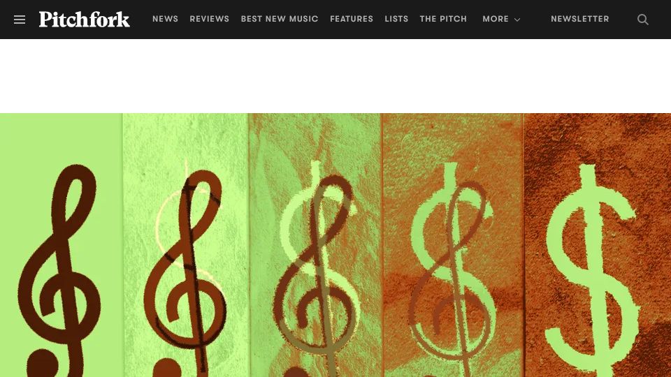 Screenshot of pitchfork.com: Everything Is Interpolated: Music’s Nostalgia-Industrial Complex