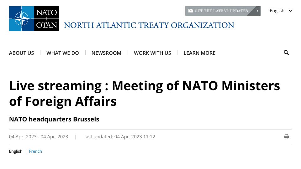 Screenshot of nato.int: Finland becomes the 31st member of NATO