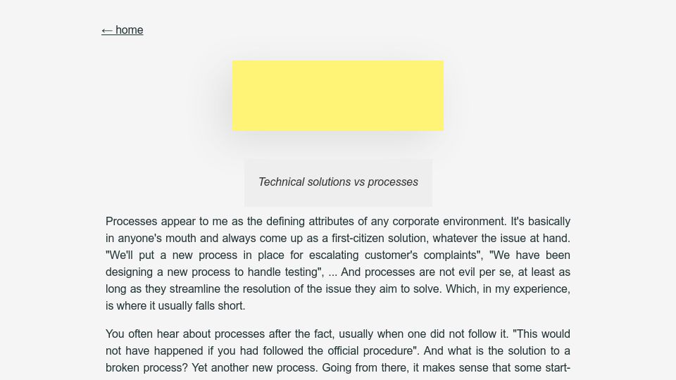 Screenshot of lucaskostka.com: Technical Solutions versus Processes