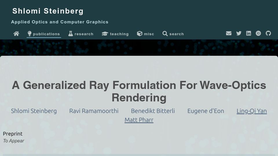 Screenshot of ssteinberg.xyz: A Generalized Ray Formulation for Wave-Optics Rendering