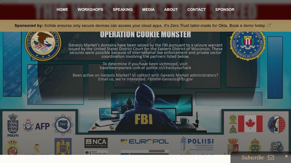 Screenshot of troyhunt.com: Seized Genesis Market data is now searchable in Have I Been Pwned