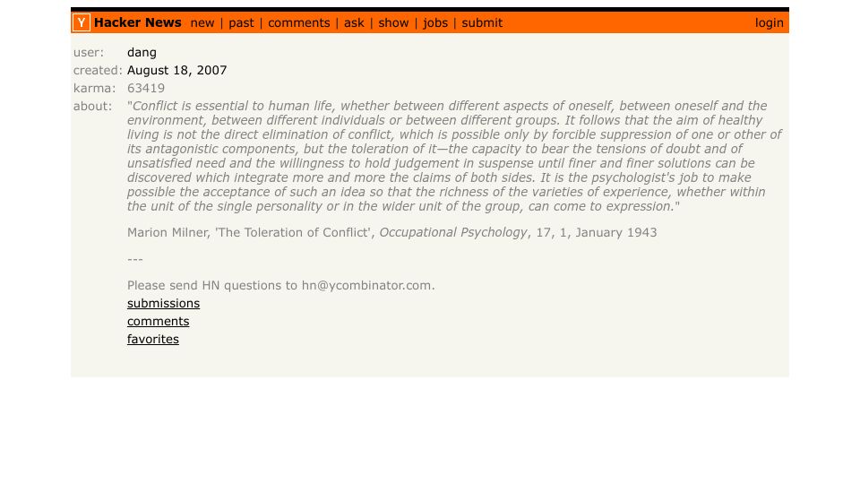 Screenshot of news.ycombinator.com: Dang is going to have 65,535 karma points soon